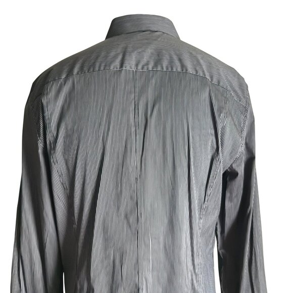 size 43/17 Dolce & Gabbana Mens Sicilia slim fit Black Pinstripe Button-Up dress - Picture 9 of 10